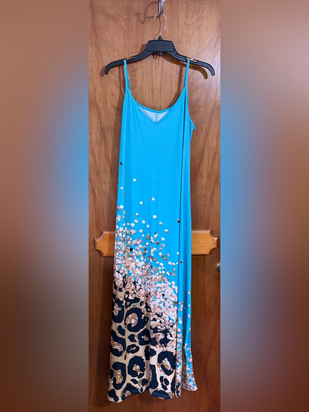 Blue Floral Print Maxi Slip Dress by